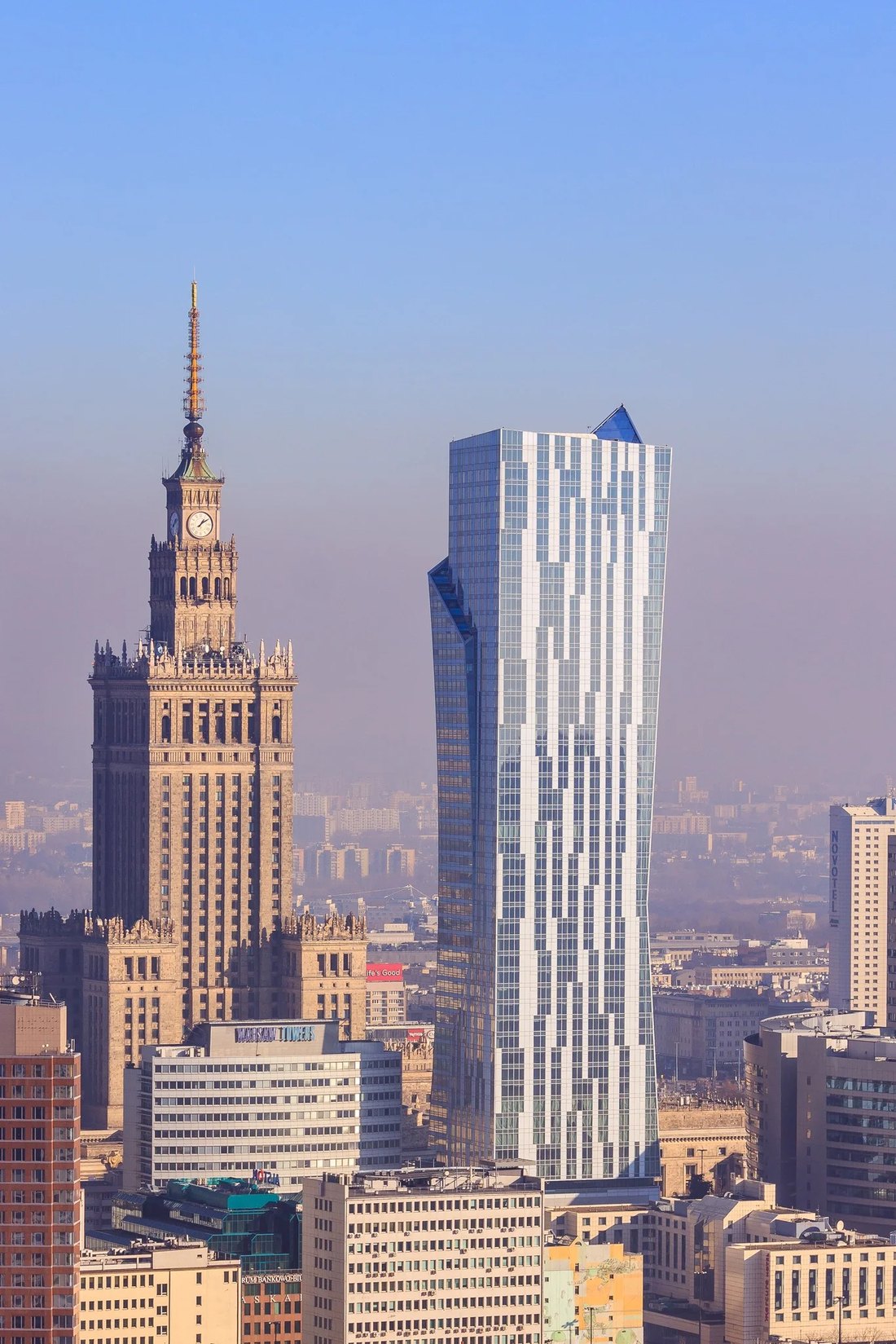 Złota 44 beside the Palace of Culture and Science in Warsaw